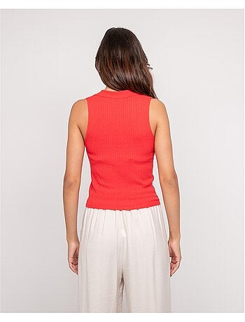 Top de punto sin mangas cuello polo FOXIE