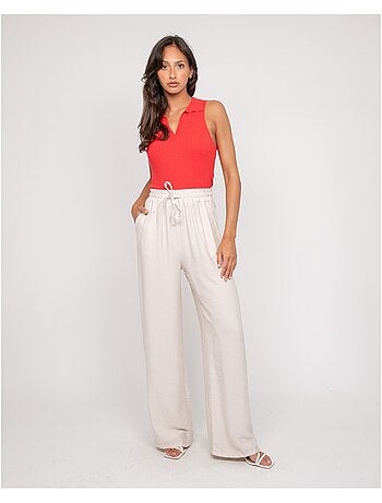 Top de punto sin mangas cuello polo FOXIE