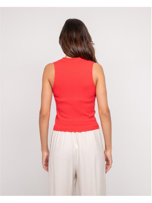Top de punto sin mangas cuello polo FOXIE - Kiabi Top de punto sin mangas cuello polo FOXIE - Kiabi
