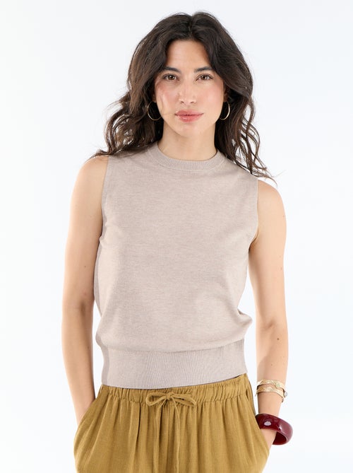 Top de punto sin mangas de cuello redondo - Kiabi