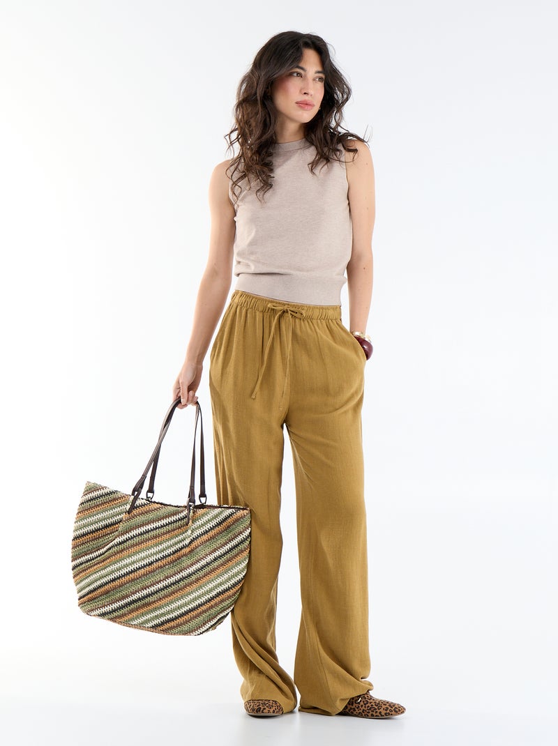 Top de punto sin mangas de cuello redondo Beige - Kiabi