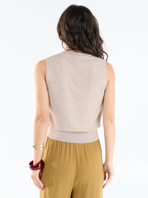 Top de punto sin mangas de cuello redondo - Kiabi