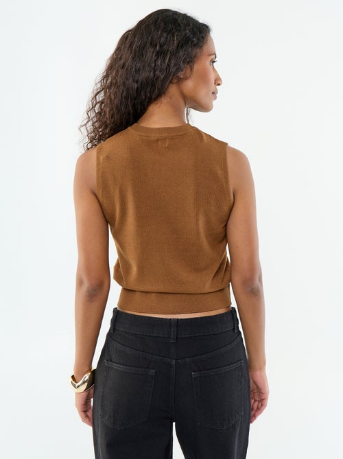Top de punto sin mangas de cuello redondo - Kiabi