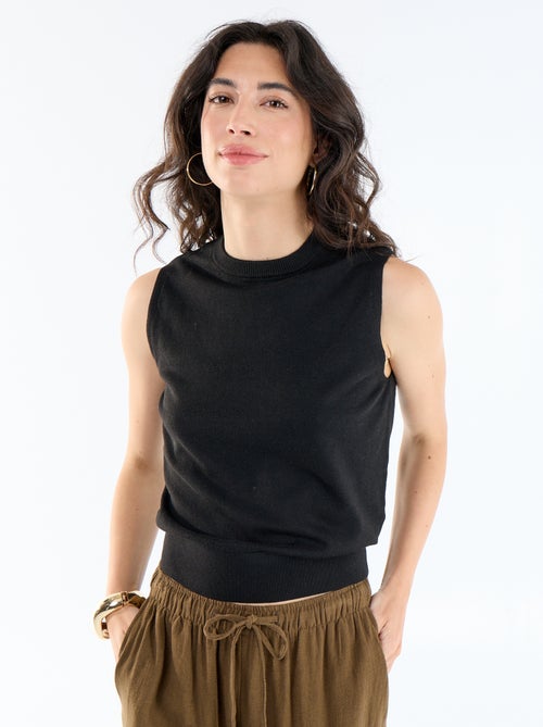 Top de punto sin mangas de cuello redondo - Kiabi
