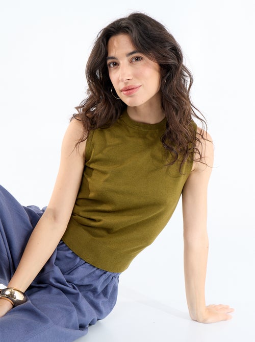 Top de punto sin mangas de cuello redondo - Kiabi