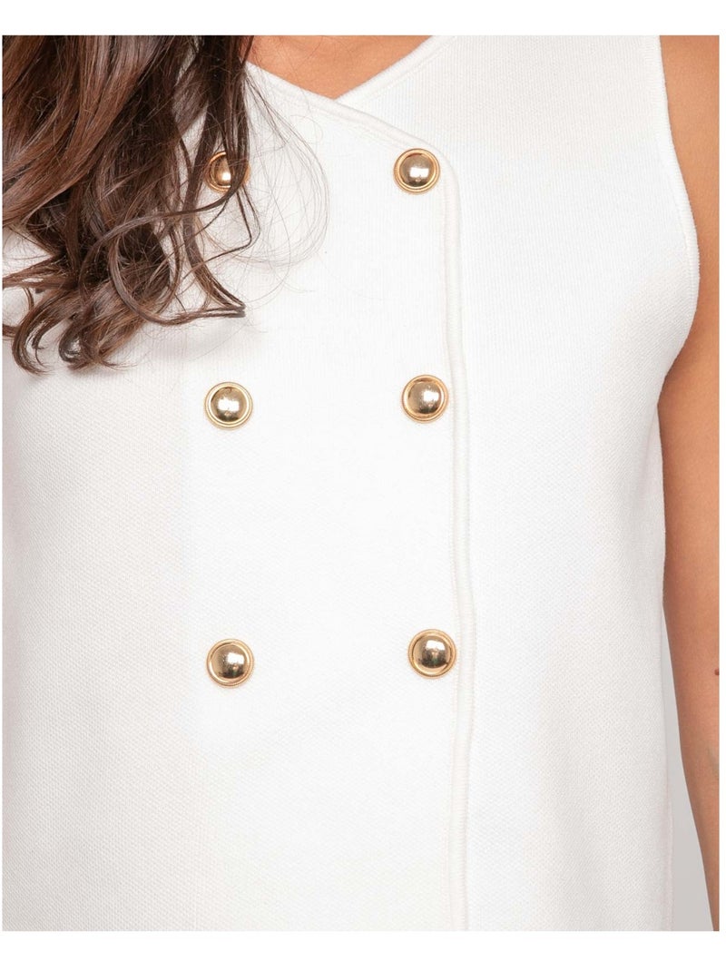 Top de punto sin mangas FUTESS Blanco - Kiabi
