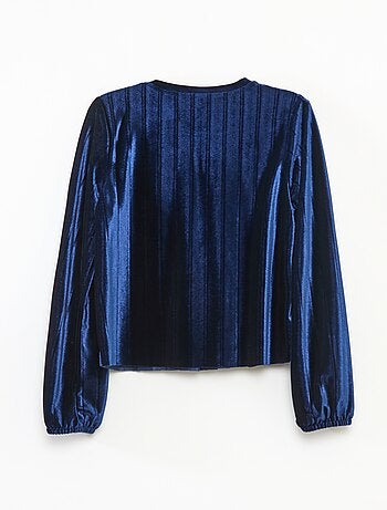 Top de punto velvet acanalado con nudo liso