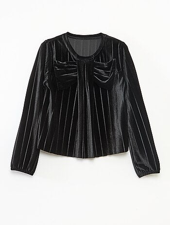 Top de punto velvet acanalado con nudo liso