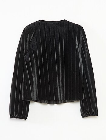 Top de punto velvet acanalado con nudo liso