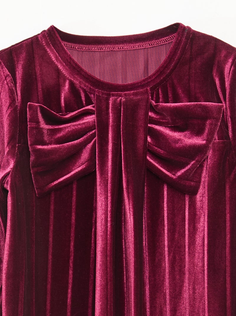 Top de punto velvet de canalé con lazo liso Rojo - Kiabi