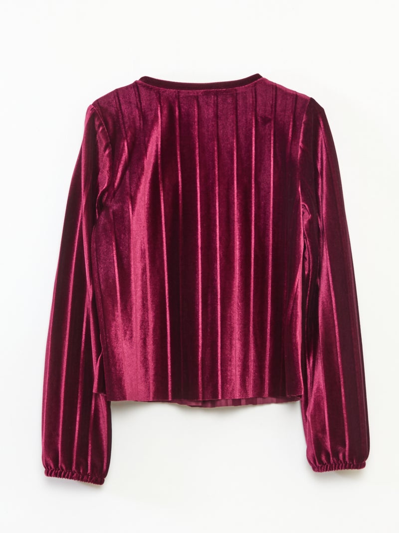 Top de punto velvet de canalé con lazo liso Rojo - Kiabi