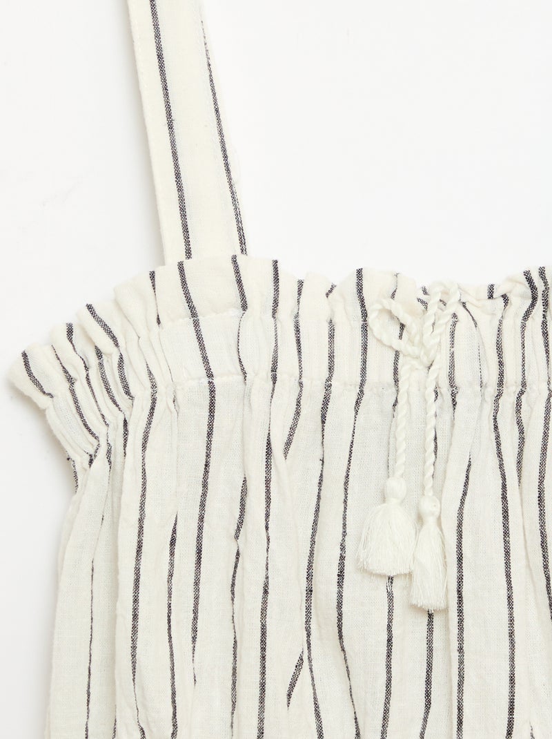 Top de rayas con tirantes Blanco - Kiabi