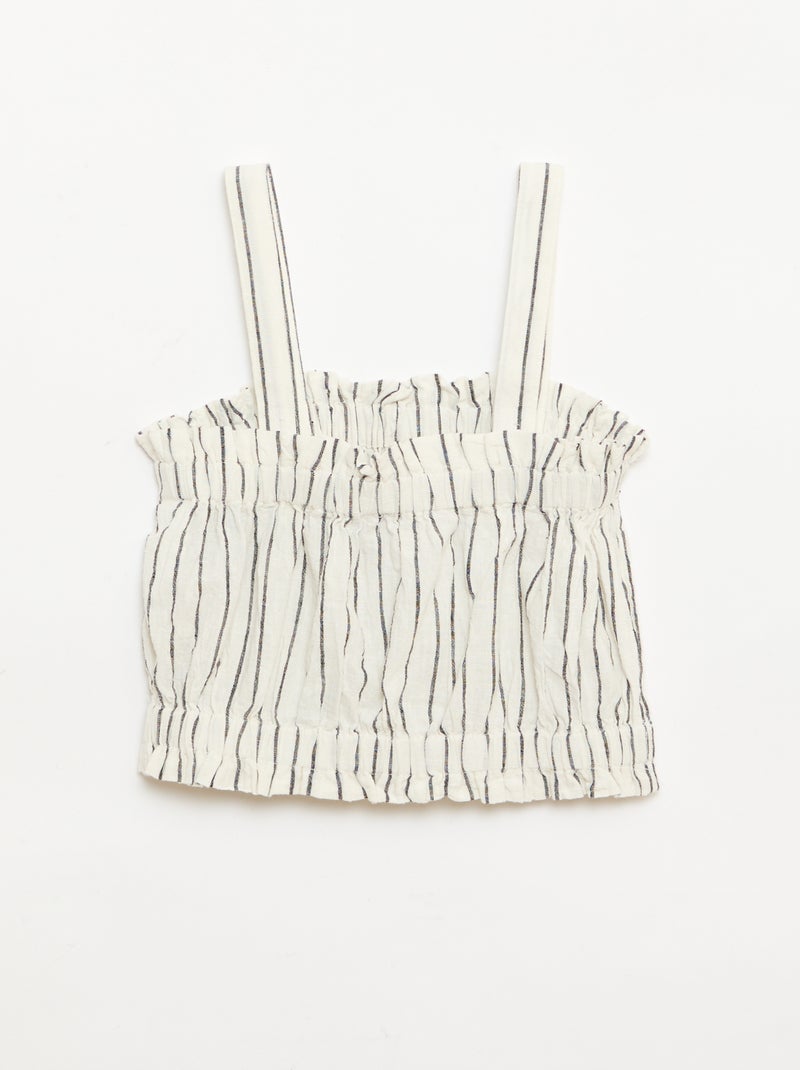 Top de rayas con tirantes Blanco - Kiabi