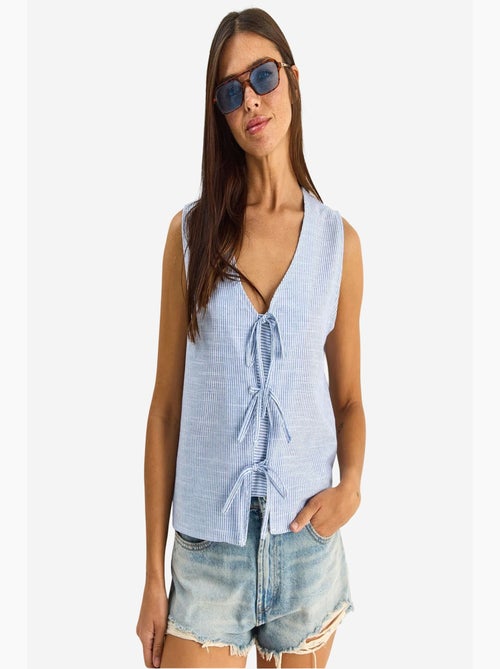 Top de rayas escote pico con lazo lucci - Kiabi