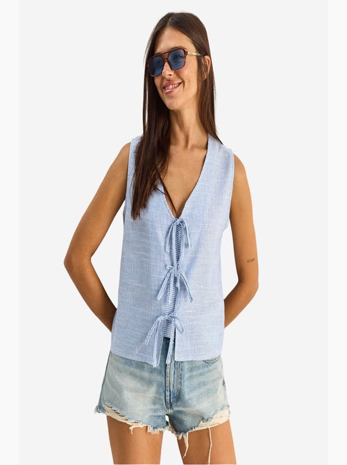 Top de rayas escote pico con lazo lucci - Kiabi