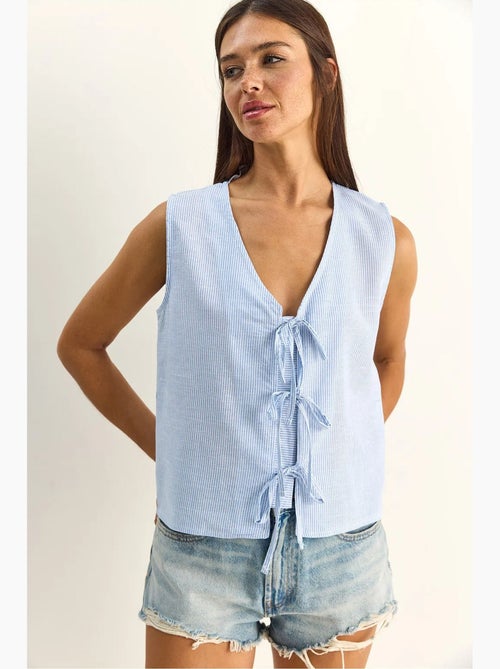 Top de rayas escote pico con lazo lucci - Kiabi