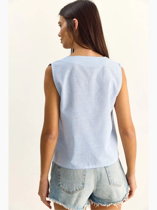 Top de rayas escote pico con lazo lucci - Kiabi