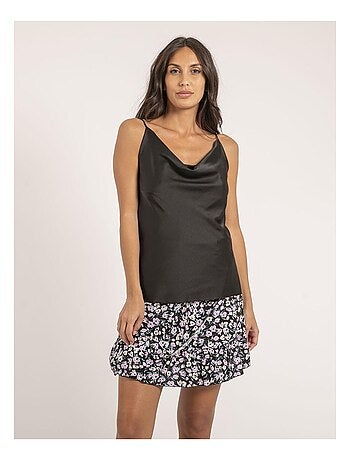 Top de satén cuello barco flamell