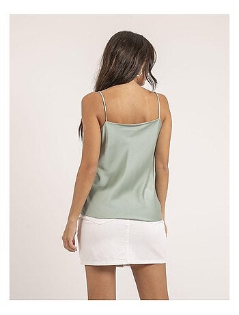 Top de satén cuello barco flamell