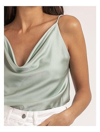 Top de satén cuello barco flamell