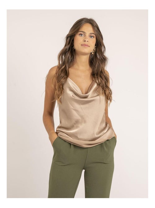Top de satén cuello barco FOLINE - Kiabi
