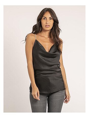 Top de satén cuello barco FOLINE