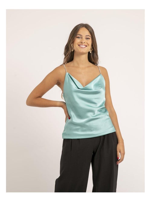 Top de satén cuello barco FOLINE - Kiabi