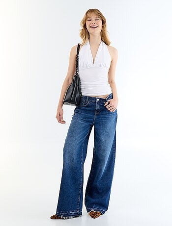 Top de tejido elástico cuello halter