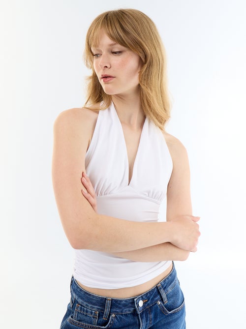 Top de tejido elástico cuello halter - Kiabi