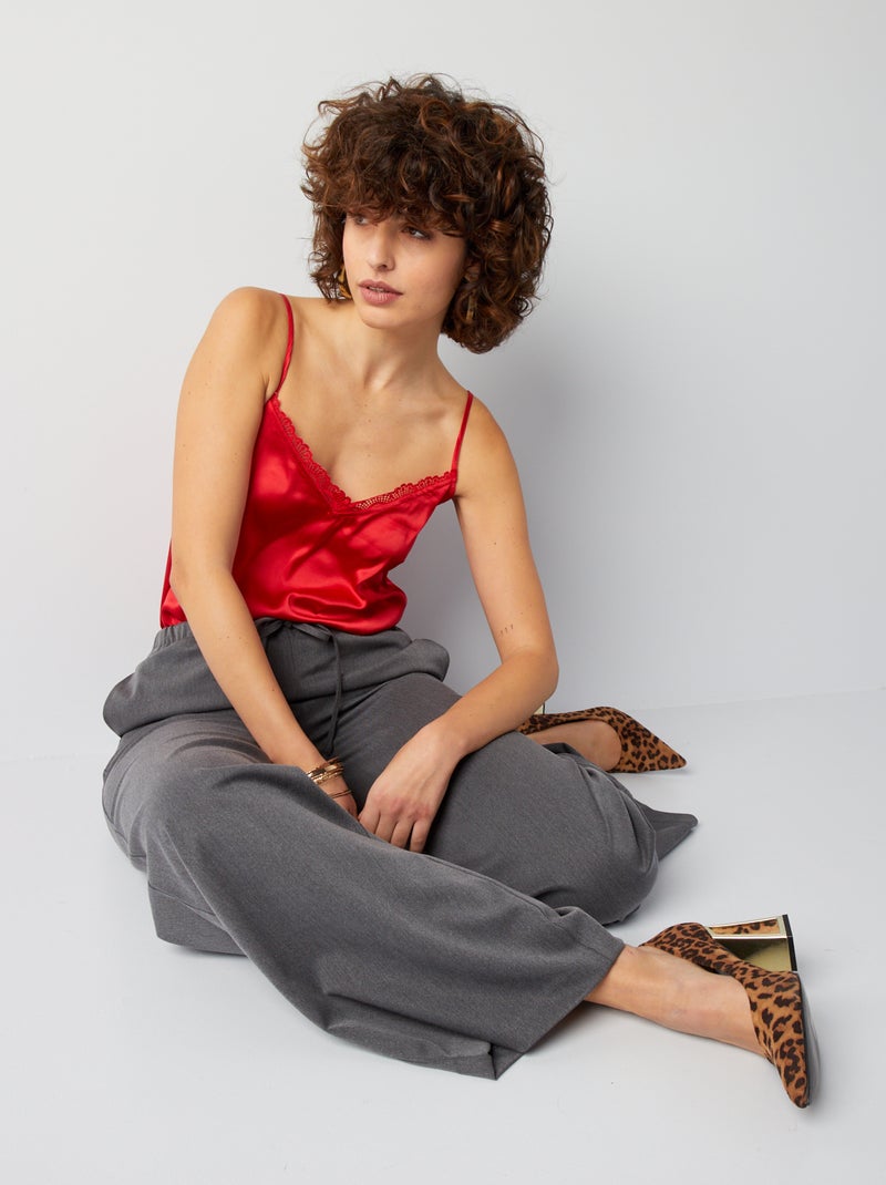 Top de tejido satinado ROJO - Kiabi