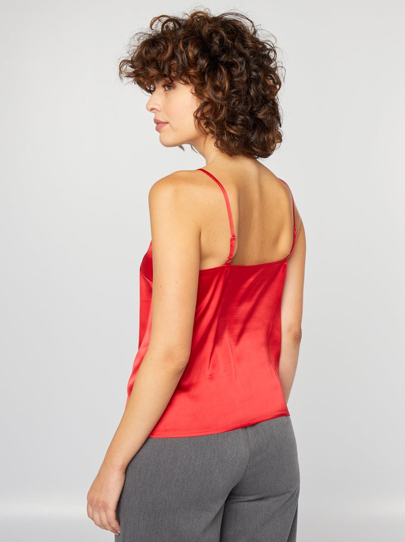 Top de tejido satinado ROJO - Kiabi