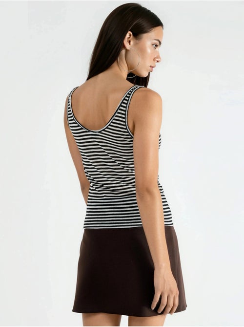 Top de tirantes acanalado con cuello en u y rayas de busem - Kiabi Top de tirantes acanalado con cuello en u y rayas de busem - Kiabi