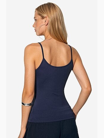 Top de tirantes ajustado de punto con cuello en u busem