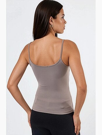 Top de tirantes ajustado de punto con cuello en u busem