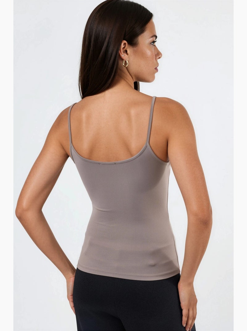 Top de tirantes ajustado de punto con cuello en u busem Beige arcilla - Kiabi
