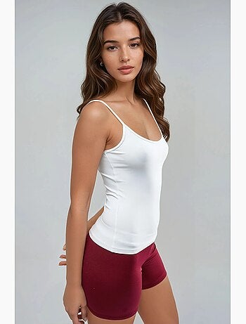 Top de tirantes ajustado de punto con cuello en u busem