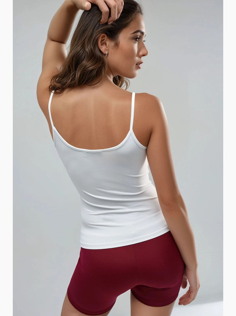 Top de tirantes ajustado de punto con cuello en u busem Blanco - Kiabi
