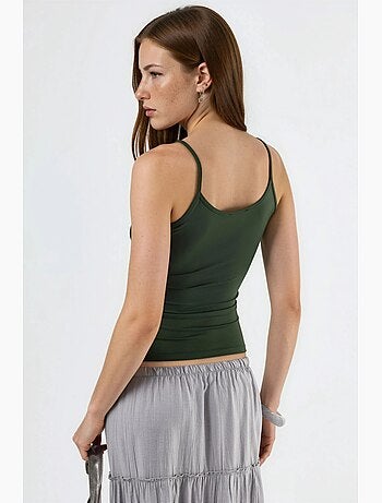 Top de tirantes ajustado de punto con cuello en u busem