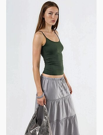 Top de tirantes ajustado de punto con cuello en u busem