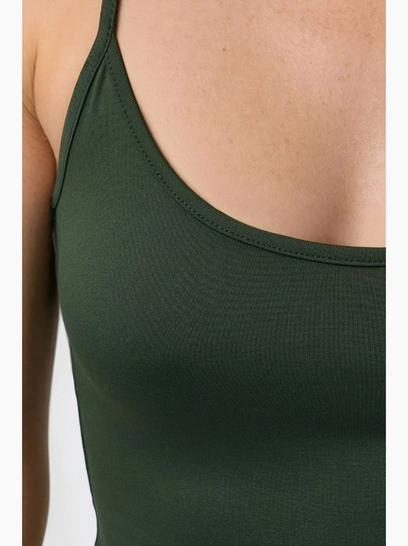 Top de tirantes ajustado de punto con cuello en u busem Caqui - Kiabi