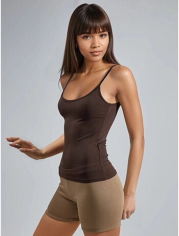 Top de tirantes ajustado de punto con cuello en u busem