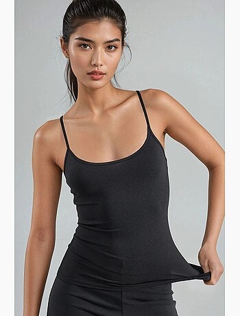 Top de tirantes ajustado de punto con cuello en u busem