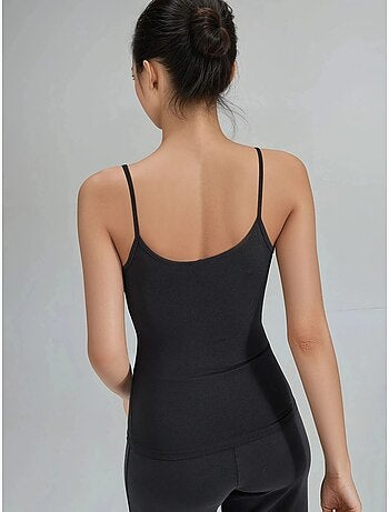 Top de tirantes ajustado de punto con cuello en u busem