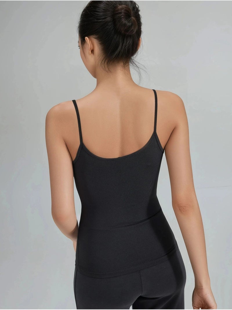 Top de tirantes ajustado de punto con cuello en u busem Negro - Kiabi
