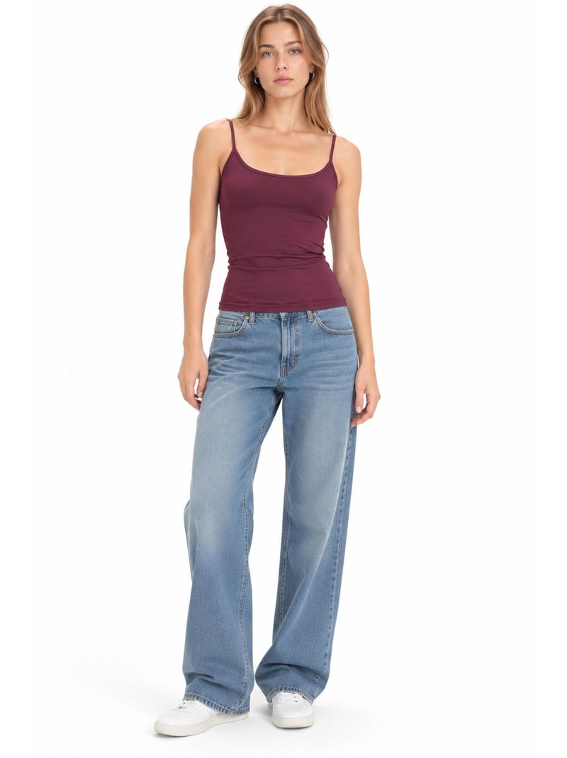 Top de tirantes ajustado de punto con cuello en u busem Rojo burdeos - Kiabi