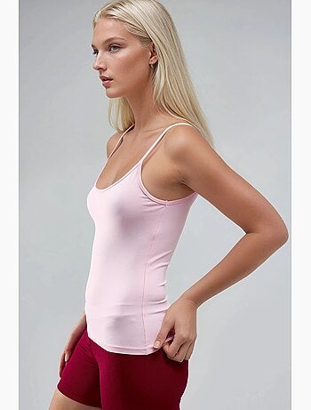 Top de tirantes ajustado de punto con cuello en u busem