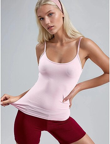 Top de tirantes ajustado de punto con cuello en u busem