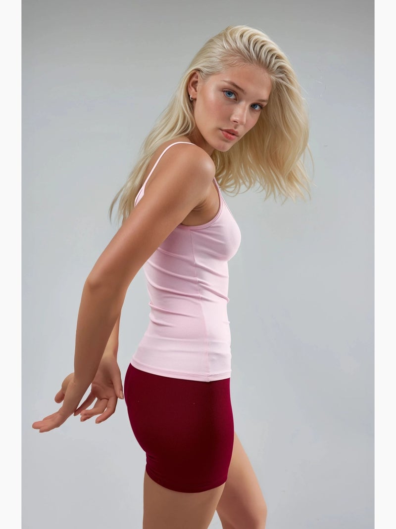 Top de tirantes ajustado de punto con cuello en u busem Rosa pálido - Kiabi