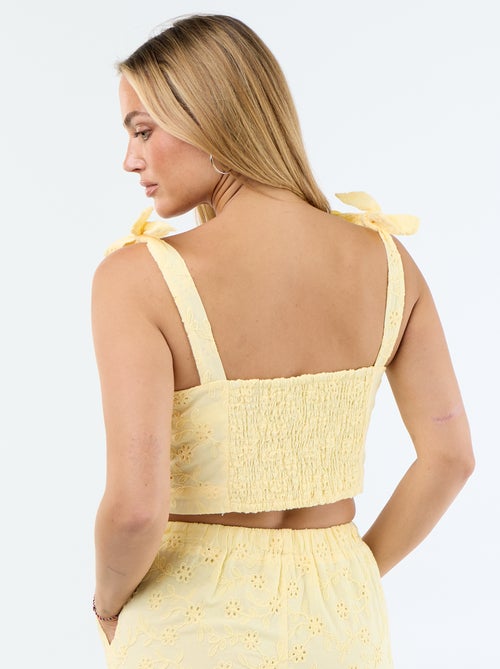 Top de tirantes con nudo en algodón - Kiabi