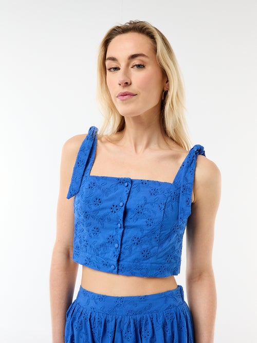 Top de tirantes con nudo en algodón - Kiabi